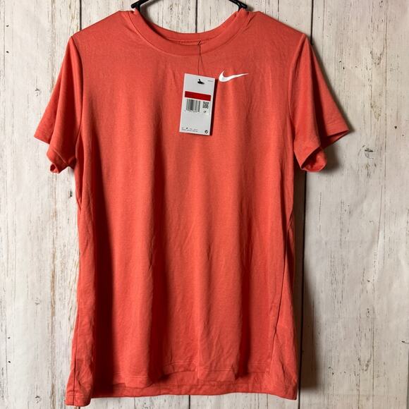 Nike Women’s Athletic Sporty Workout Crew Neck Short Sleeve Orange T-Shirt Sz L - Picture 2 of 9
